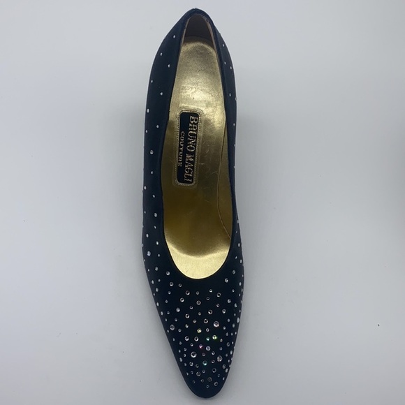 Bruno Magli Couture - Black Silky Heels With Beautiful Gem Embellished Size 8.5 - Picture 3 of 15